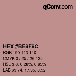 Color code: HEX #BE8F8C | qconv.com