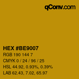 Color code: HEX #BE9007 | qconv.com