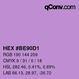 Farbcode: HEX #BE90D1 | qconv.com