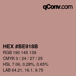 カラーコード: HEX #BE918B | qconv.com