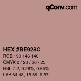 Color code: HEX #BE928C | qconv.com