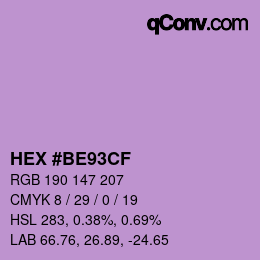 颜色代码: HEX #BE93CF | qconv.com