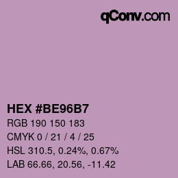 カラーコード: HEX #BE96B7 | qconv.com