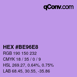 Color code: HEX #BE96E8 | qconv.com