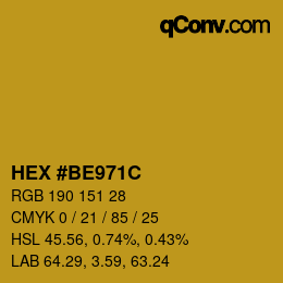 Color code: HEX #BE971C | qconv.com