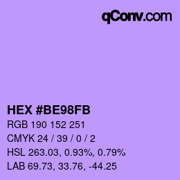 Color code: HEX #BE98FB | qconv.com