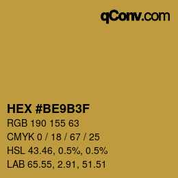 Color code: HEX #BE9B3F | qconv.com