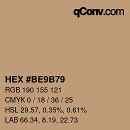 Color code: HEX #BE9B79 | qconv.com