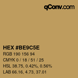 Código de color: HEX #BE9C5E | qconv.com