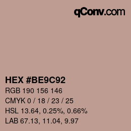 カラーコード: HEX #BE9C92 | qconv.com