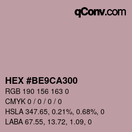 Farbcode: HEX #BE9CA300 | qconv.com