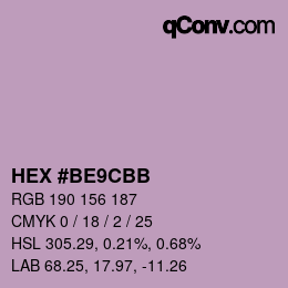 Color code: HEX #BE9CBB | qconv.com