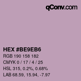 颜色代码: HEX #BE9EB6 | qconv.com