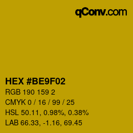 カラーコード: HEX #BE9F02 | qconv.com
