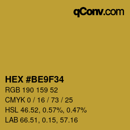 カラーコード: HEX #BE9F34 | qconv.com
