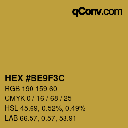 カラーコード: HEX #BE9F3C | qconv.com