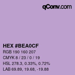 カラーコード: HEX #BEA0CF | qconv.com