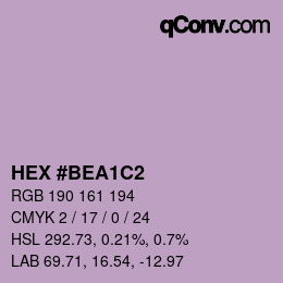 カラーコード: HEX #BEA1C2 | qconv.com