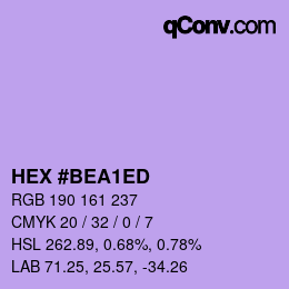 カラーコード: HEX #BEA1ED | qconv.com