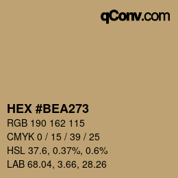 Code couleur: HEX #BEA273 | qconv.com