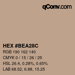 Color code: HEX #BEA28C | qconv.com