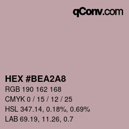 カラーコード: HEX #BEA2A8 | qconv.com