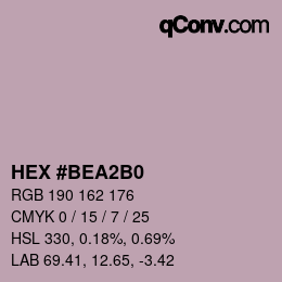 颜色代码: HEX #BEA2B0 | qconv.com