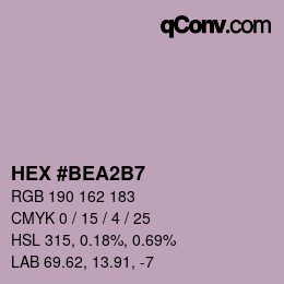 颜色代码: HEX #BEA2B7 | qconv.com