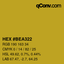 Color code: HEX #BEA322 | qconv.com