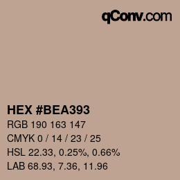 颜色代码: HEX #BEA393 | qconv.com