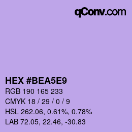 Color code: HEX #BEA5E9 | qconv.com
