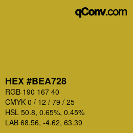 颜色代码: HEX #BEA728 | qconv.com