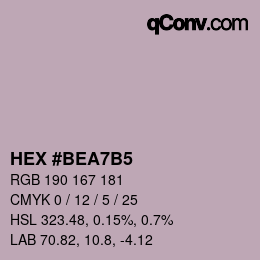 颜色代码: HEX #BEA7B5 | qconv.com