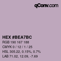 Farbcode: HEX #BEA7BC | qconv.com