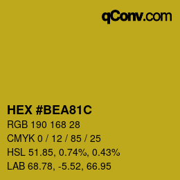 Color code: HEX #BEA81C | qconv.com