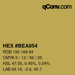 カラーコード: HEX #BEA854 | qconv.com