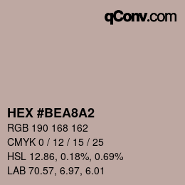 颜色代码: HEX #BEA8A2 | qconv.com