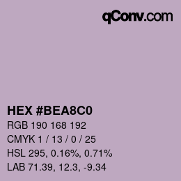 颜色代码: HEX #BEA8C0 | qconv.com