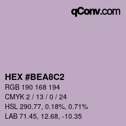 Farbcode: HEX #BEA8C2 | qconv.com
