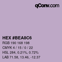 Color code: HEX #BEA8C6 | qconv.com