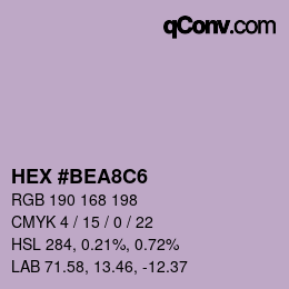 カラーコード: HEX #BEA8C6 | qconv.com