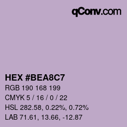 カラーコード: HEX #BEA8C7 | qconv.com