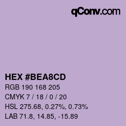 颜色代码: HEX #BEA8CD | qconv.com