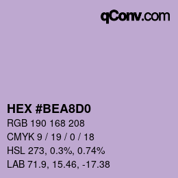 Color code: HEX #BEA8D0 | qconv.com