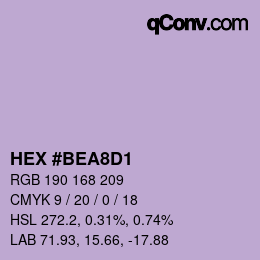 Color code: HEX #BEA8D1 | qconv.com