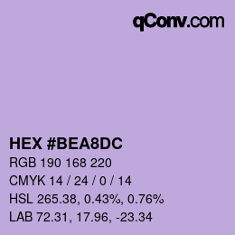 颜色代码: HEX #BEA8DC | qconv.com