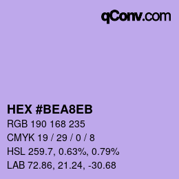 颜色代码: HEX #BEA8EB | qconv.com