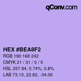 カラーコード: HEX #BEA8F2 | qconv.com