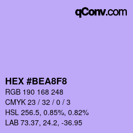 颜色代码: HEX #BEA8F8 | qconv.com