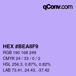 Color code: HEX #BEA8F9 | qconv.com